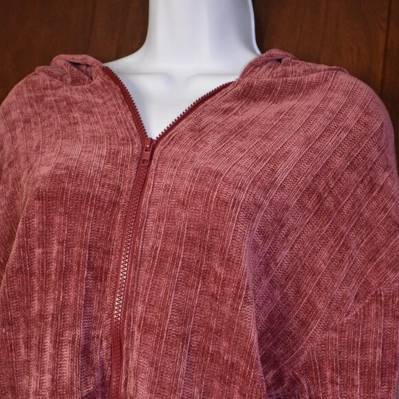 Style Rack Pink Zip-Up Cropped Hooded Sweater Jacket Size Small - Picture 11 of 13